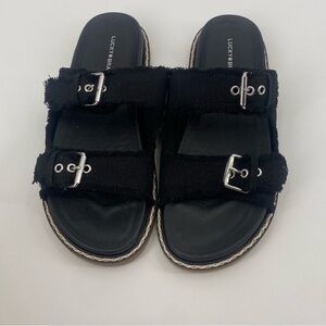 Lucky Brand Black Denim Alffie Slide Size 9
